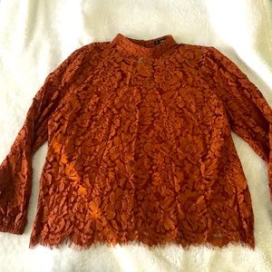 Burnt orange / copper lace blouse 1X